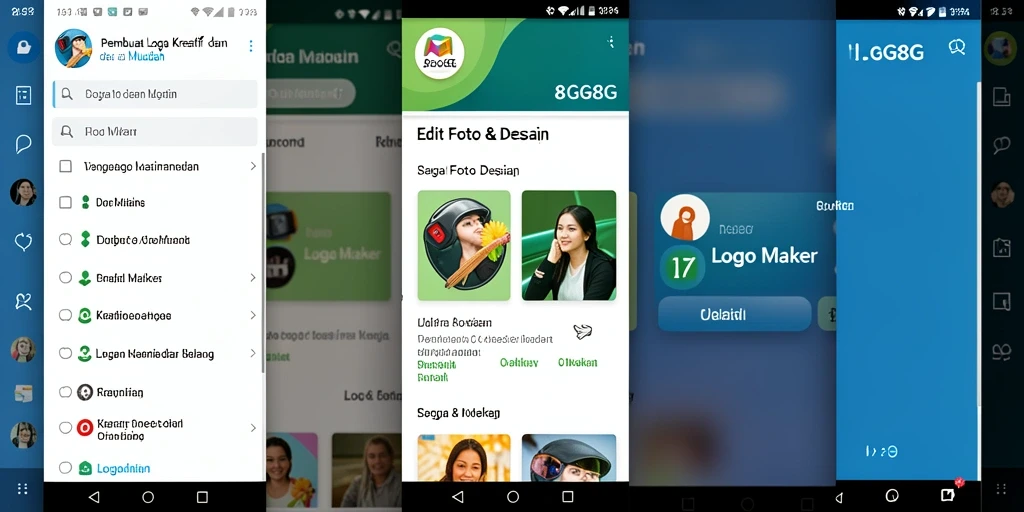 Antarmuka aplikasi 8G8G untuk desain logo yang intuitif.