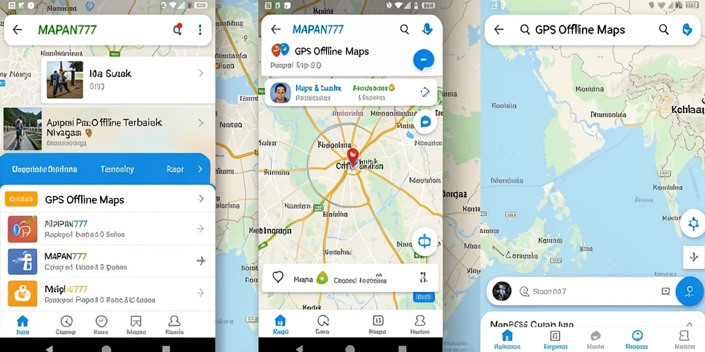 Tampilan utama aplikasi MAPAN777 dengan fungsi GPS Offline Maps.
