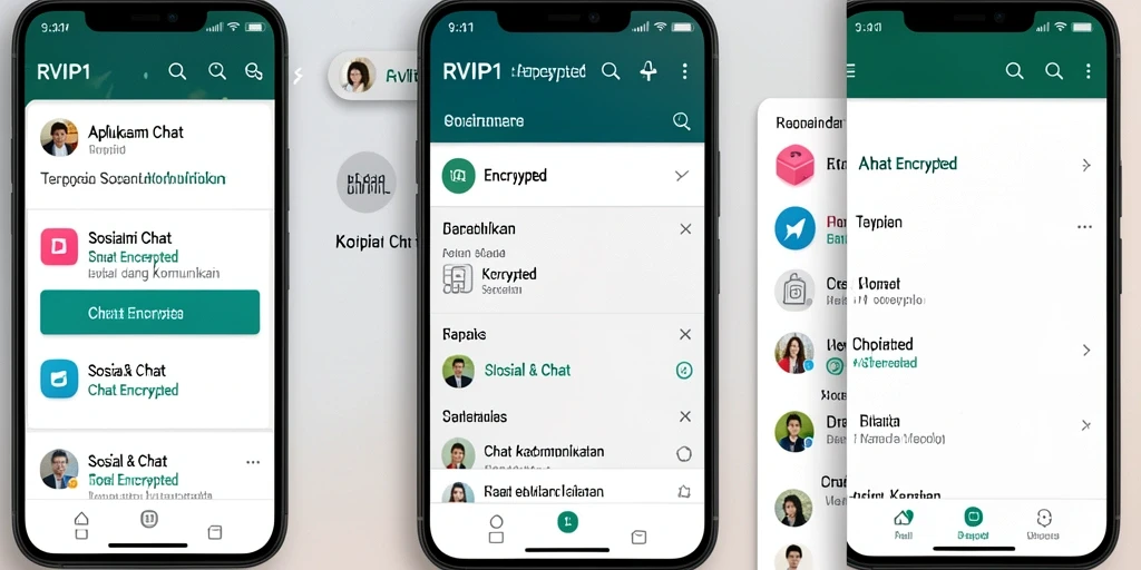 Tampilan antarmuka utama RVIP1 menunjukkan fitur chat yang aman dan mudah digunakan.